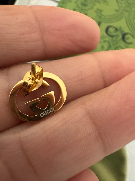 Gucci Gold-tone Interlocking G Round Stud Earrings